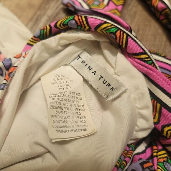 Trina Turk Jungle Beach Print Cross Back One Piece Halter Swimsuit US 12 - Picture 9 of 9